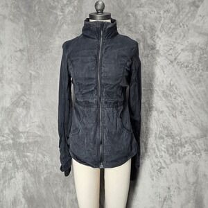 Lululemon Reversible Women Size 4‎ Black Full Zip Jacket Athleisure Workout Gym